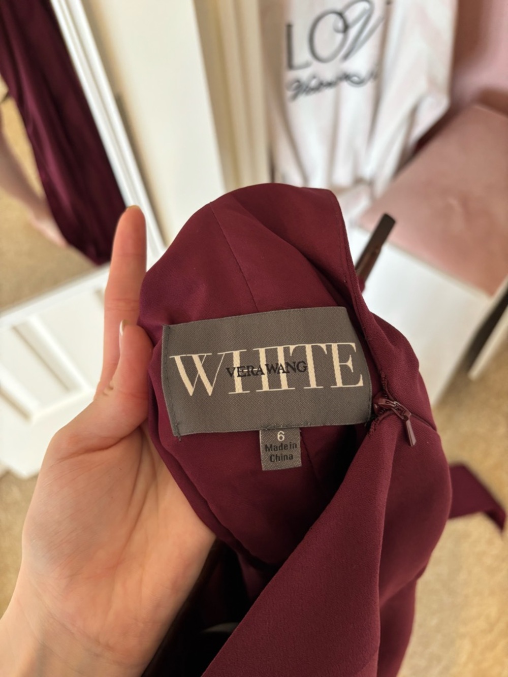 Vera Wang Deep Wine Red V‑Neck Maxi Dress - Picture 3 of 3